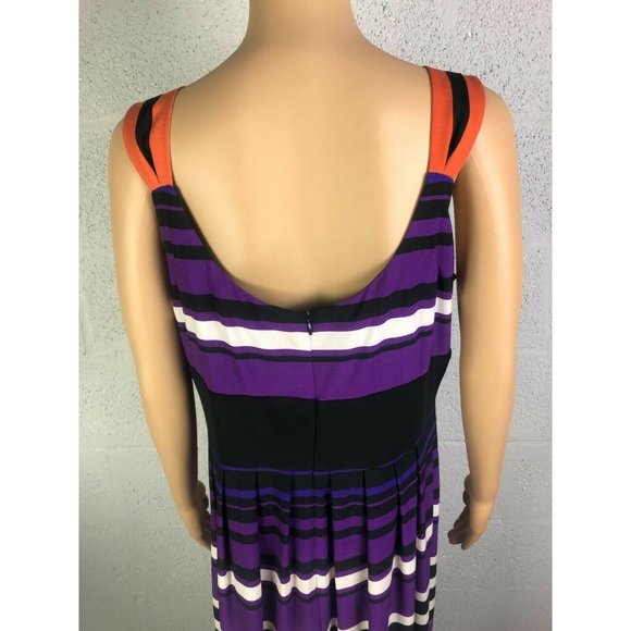 R&M Richards Purple, Black, White And Orange Sleeveless A-Line Dress Size 14 - Picture 6 of 9